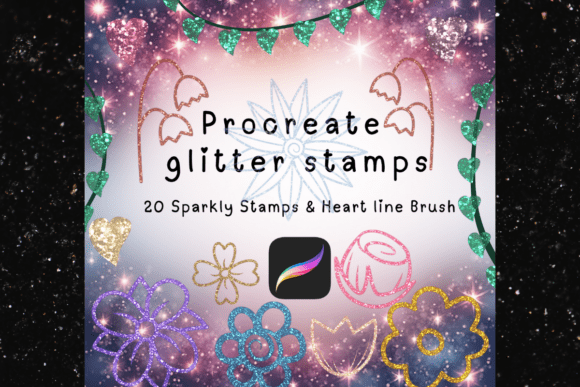 Download Glitter Flower Procreate Stamps - Premium Resources