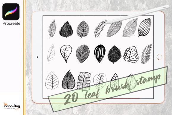 Download Procreate Brush Stamp Set 20 Leaf - Premium Resources